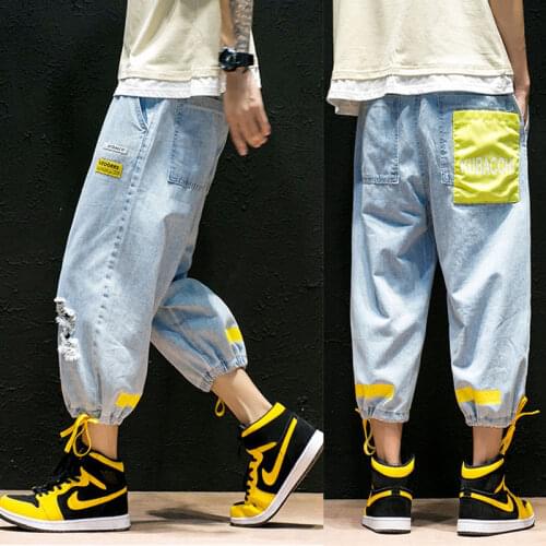 New Streetwear Hip Hop Cargo Jeans Men Streetwear Jean Homme Denim Jogger Pants Men Baggy Jeans Harem Trousers Plus Size