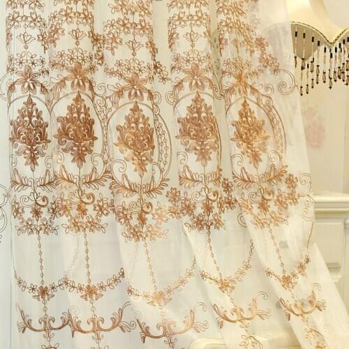 European Embroidery Floral Curtains Drape Panel Sheer Tulle Curtains For Living Room Door Kitchen Bedroom for kids rideau