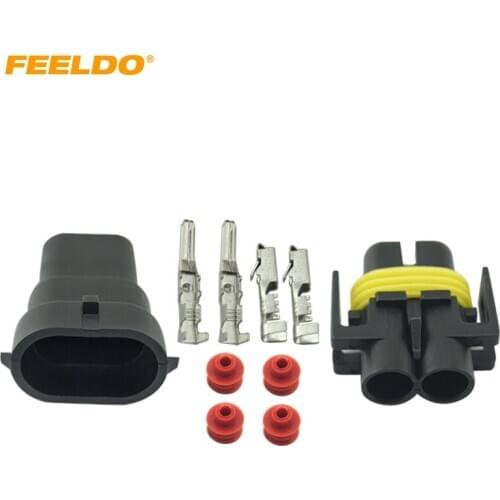 FEELDO 1set Car Motorcycle H8/H9/H11/880/881 Waterproof DIY Male Female Quick Adapter Connector Terminals Plug Kit #2752