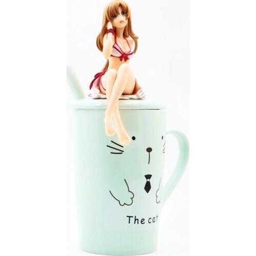 Sword Art Online Yuuki Asuna Action Figure Sitting Decoration Model Swimsuit Collection Gift Noodle Stopper 12cm