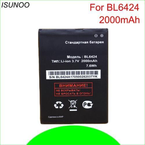 ISUNOO 10pcs/lot 2000mAh High Quality BL6424 Battery For Fly FS505 Nimbus 7 phone