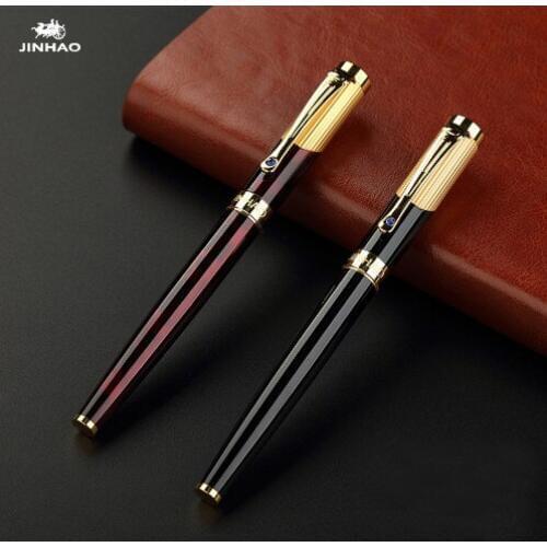 Jinhao Luxury Gold Rollerball Pen with Diamond Clip Smooth Metal Ballpoint Pen for Student School Supplies Free Shipping