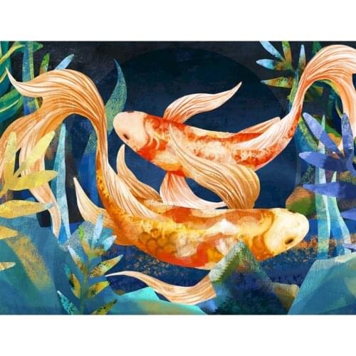 GATYZTORY Two goldfish Animal Painting By Numbers Wall Art Picture Canvas By Numbers Handpainted For Home Decors Gift