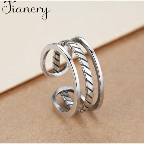 Personality Gothic Vintage Lines Rings For Women Bridal Wedding Engagement Punk Resizable Antique Rings Rock Jewelry