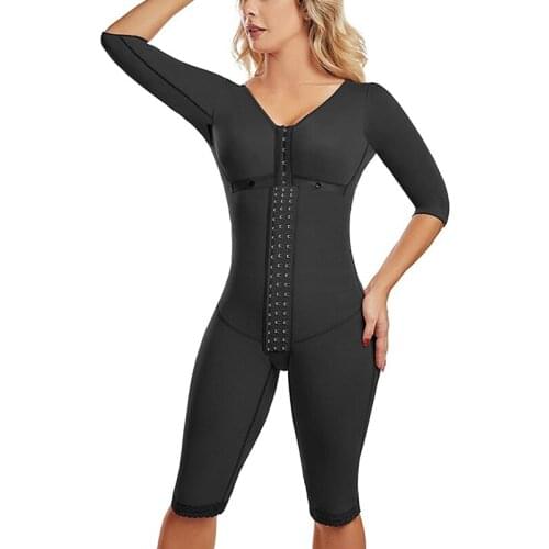 High Compression Mid-Sleeve Women Waist Trainer Bodysuit Shapewear Tummy Control Corset Cincher Postpartum Body Shaper