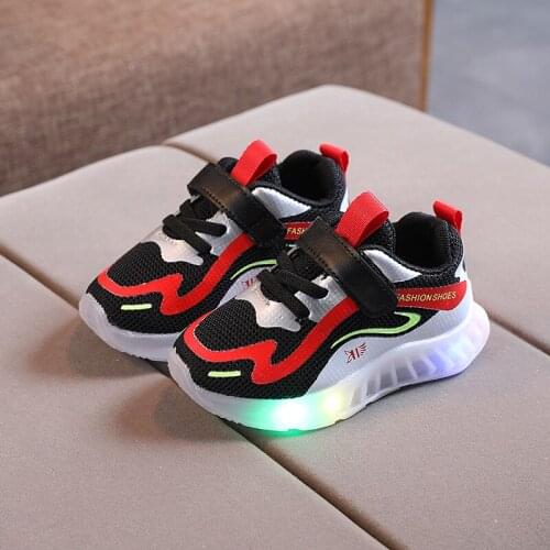 LED Toddler & Children Shoes Breathable Soft Bottom Little Kids Sneakers Air Mesh Shoe For Baby Girls & Boys Size 21-30