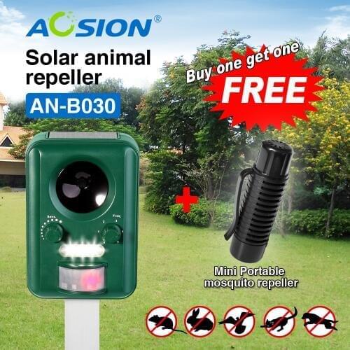 BUY Aosion with rechargeable battery Solar power ultrasonic dog cat animal bird fox repeller chaser( got portable mosquito free)