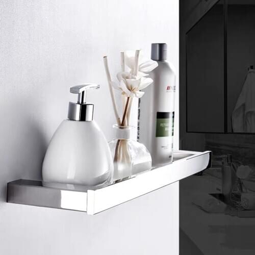 LIUYUE Bathroom Shelves Brushed Gold Stainless Steel Wall Mounted Bathroom Storage Holder With Single Tempered Glass Hardware