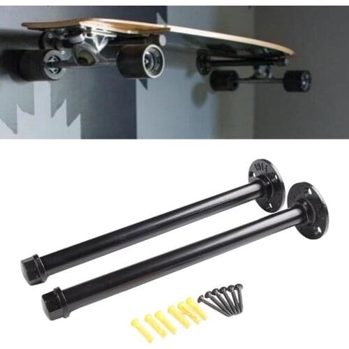 Metal Wall Mount Skateboard Deck Display Wall Mount Horizontal Hanger Rack Stable and Sturdy Longboard Storage Display Rack