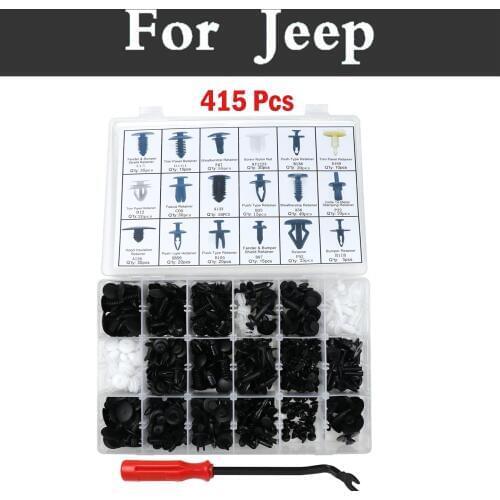 415pcs Car Styling Plastic Fasteners Kit -18 Most Popular Sizes Push Pin Rivets Clips Set For Jeep Cherokee Compass Grand Srt8