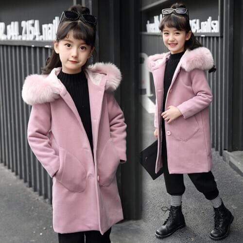 2020 New Fashion Long Coat Childrens Jacket Hooded Baby Clothes Girls Cotton Solid Winter Coat For Girls Suit 4-12 Years Old