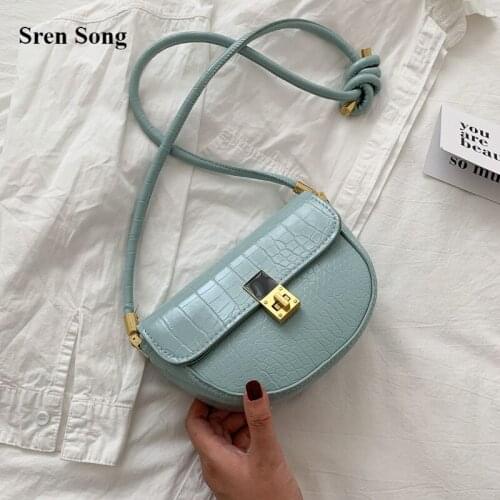 New Womens Bags 2020 Alligator Print shoulder Bag Saddle Bag PU Leather Crossbody Hand Bags Fashion Candy Color Bags