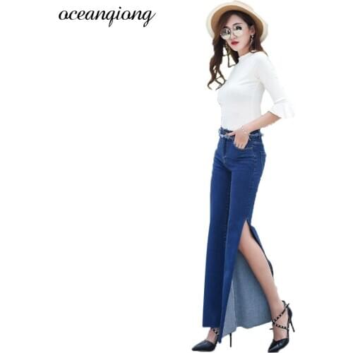 Женские джинсы клеш Oceanqiong China At AliExpress