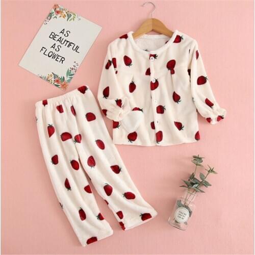 Autumn Winter Kids Flannel Velvet Pajamas Sets For Baby Girls Boys Cartoon Sleepwear Warm Plush Children Nightclothes 2-13 Years