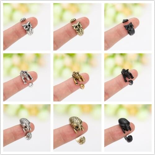 Retro brass ring adjustable zebra owl hedgehog animal alloy ring ladies fashion jewelry boho style
