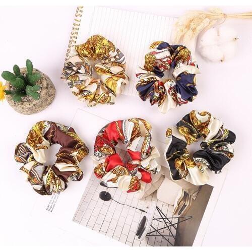 New arrival Fashion women vintage printed Hair bands lovely hair scrunchies girls hair Tie Accessories Ponytail Holder