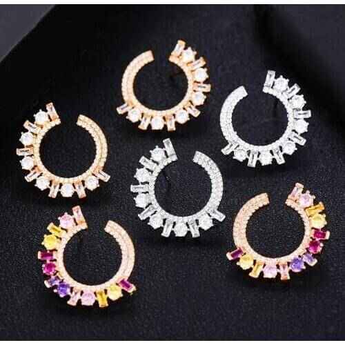 GODKI Uique Multicolor Geometric Cluster Stud Earrings for Women Wedding Party Fashion Dubai Bridal Jewelry Gift 2020