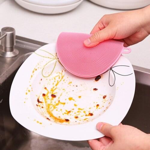 Silicone Cleaning Brush Vegetable And Fruit Pot Washing Cloth Multi-Functional Scouring Pad Dishwashing Brush Kitchen Supplies