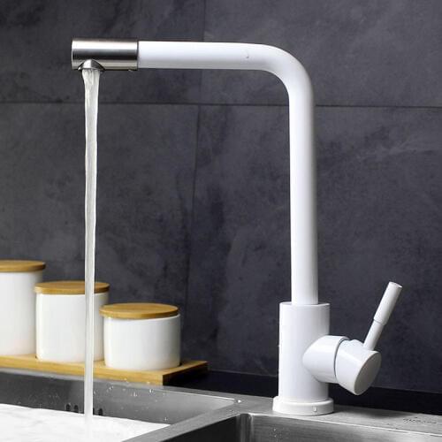 360 Swivel Spout Basin Faucets Sink Tap Stainless Steel Bathroom Basin Faucet Cold and Hot Water Mixer Tap Single Handle Faucet