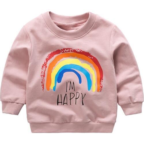 Newborn Boy Girls Sweatshirts Autumn Baby Kid Rainbow Printed T-shirt Children Baby Long Sleeve Casual T-Shirts Tops Infant Wear