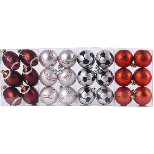 XmasTree Christmas Pendant Balls Rugby Holiday Dress Up Festive Decoration Wedding 6cm Fashion Baubles Hang Set