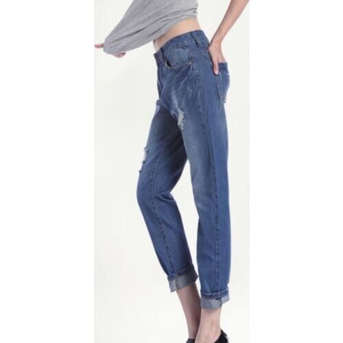 Mom Jeans High Waist Vintage Ripped Distressed Denim Pants For Women Lady Teen Girls Fashion Loose Boyfriend Trousers Plus Size