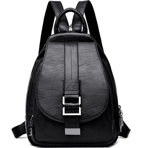 Ladies Bagpack Solid Large Capacity Female Rucksacks Women Leather Backpacks High Quality School Bags for Girls Travel