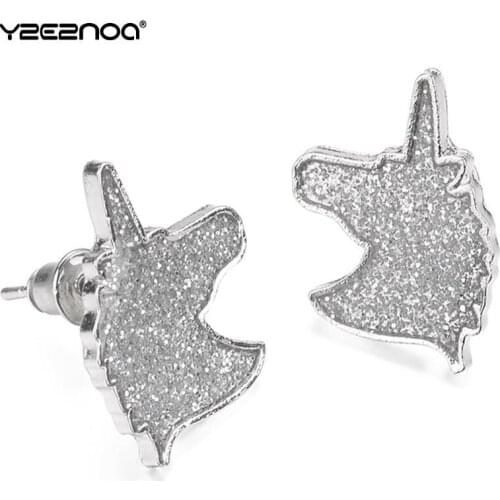 1 Pair Animal Glitter Horse Earrings Women Lady Jewelry Unicorn Ear Stud Earrings Brincos Cartoons