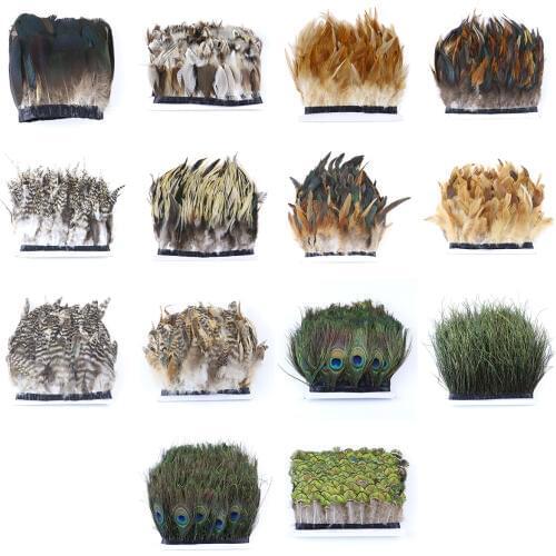 1 yard Pure Natural Pheasant feathers Trim Chicken Goose Peacock feather Fringe DIY Crafts Ribbon Dress Accessories Decoration