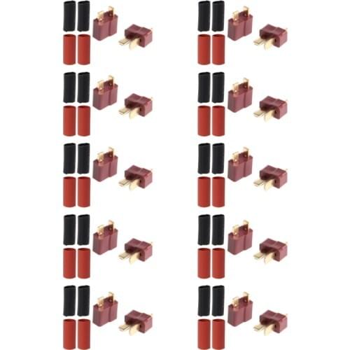 10 Pairs/Set Ultra T-Plug Connectors Deans Style Male Female with 20pcs Shrink Tube