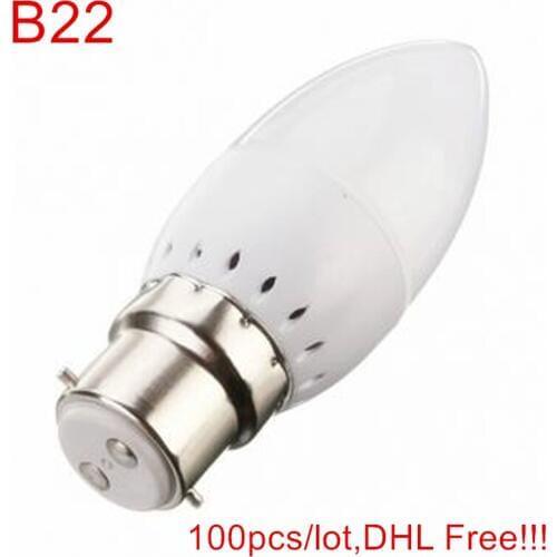 100pcs/lot,DHL/Fedex Free shipping!! 5W B22 Plastic led candle light Spotlight AC220V 230V 240V led Candle bulb indoor lighting