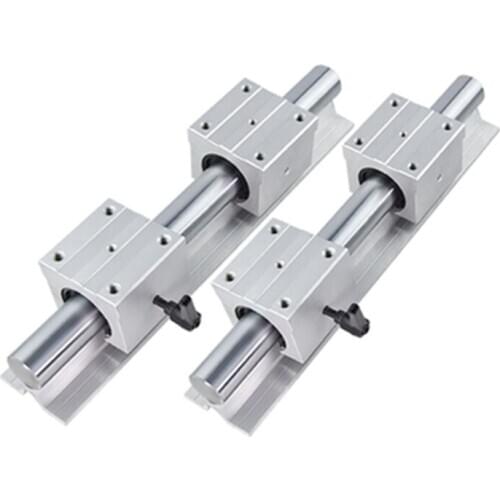 2pcs SBR10-200mm 10mm linear rail support round guide rail + 4pcs SBR10UU slide block for cnc