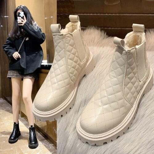 2021 Fashion Warm Fur Winter Women Ankle Boots Non-slip Waterproof Female Platform Boots Shoes