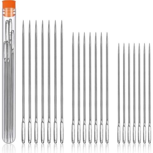 Imzay 21PCS 3 Sizes Stainless Steel Large Eye Needles Cross Stitch Needles Embroidery Tool Household Sewing Tool