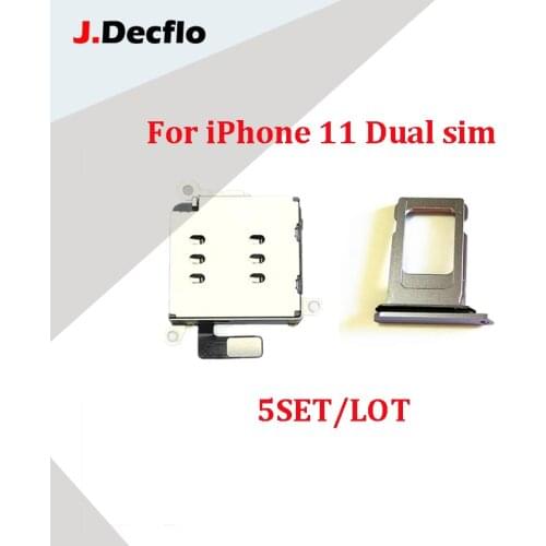 JDecflo 5Sets Dual Sim Card Reader Adapter + Dual Sim Tray Holder For iPhone 11 12 12pro Replacement Part Repair