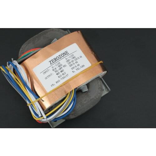 80VA R-core Transformer 0-55V 0.6A + 0-55V 0.6A + 12V-0-12V 0.6A