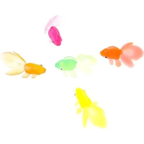 Free Shipping 20pcs Rubber Simulation Small Goldfish Gold Fish Kids Toy Decoration Bath Toy