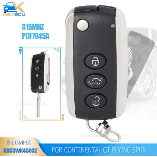 Keyecu Smart 3B Remote Key Fob 3 Button ASK 315MHz ID46 for Bentley C*ontinental GT GTC Flying Spur