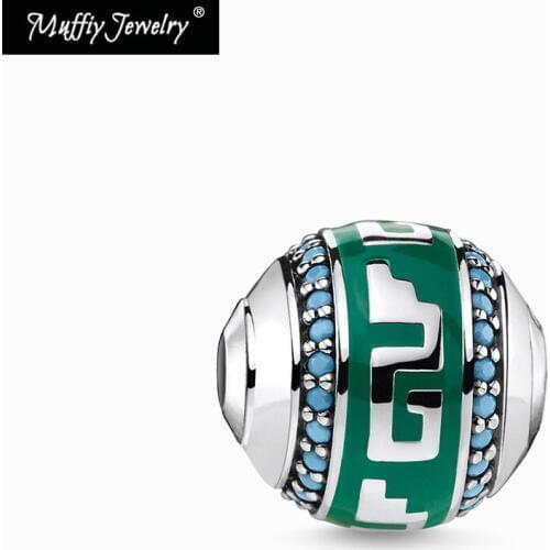 Beads Green Ornament,Karma Europe 2018 Brand New Good Fashion Jewelry Fit Key Necklace Bracelet,Earring, Silver