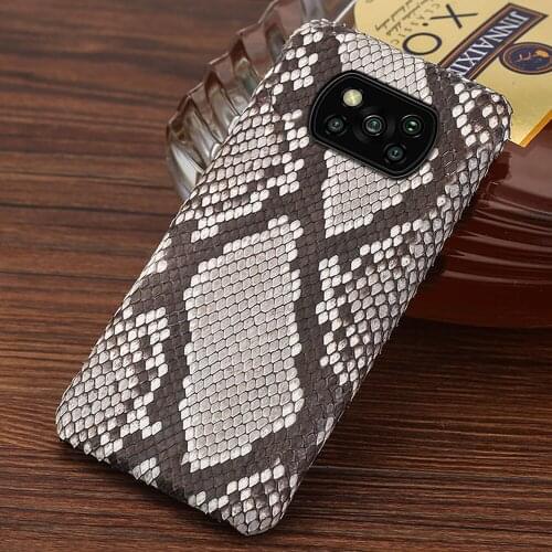 Genuine Python Leather Case for Poco X3 Pro NFC F3 M3 Mi 11 10 9 9T 10T Lite Cover For Xiaomi Redmi Note 9 Pro 9s Note 10 8 pro