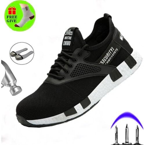 Spring and autumn mens steel-toed work safety shoes puncture-proof safety boots mens breathable and lightweight