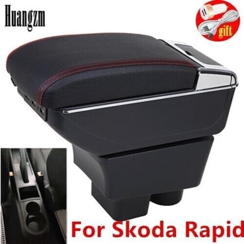 For Skoda RAPID Armrest Rapid Retrofit parts dedicated Car Armrest box Center Storage box car accessories Interior with USB