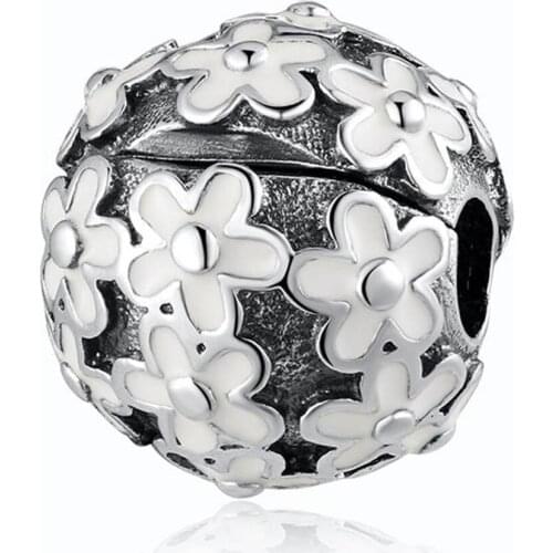 Enamel Darling Daisy Meadow Clip Charms fit Lady Bracelet Bangle Authentic S925 Bead For Women DIY Jewelry