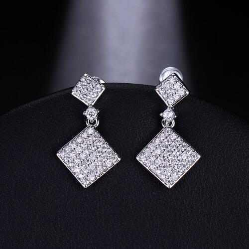 EMMAYA Charming Crystal Square Earrings Zircon Earrings Wedding Party Jewelry Long Dangle Earrings For Women