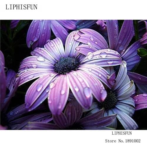 Full Drill Square Diamond 5D DIY Diamond Painting Flower In Rain Diamond Embroidery Cross Stitch Rhinestone Painting