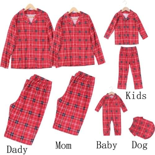 Cotton Christmas Mother Kids Family Matching Coming Home Outfit New Year Plaid Pajamas Womens Boy Girls Baby Home Wear Sets