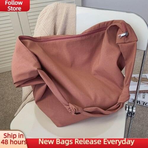 Hobos Large Shoulder Bag for Women 2021 Fashion Zipper Crossbody Bag Ladies Fabric Solid High Quality Waterproof Female Handbag