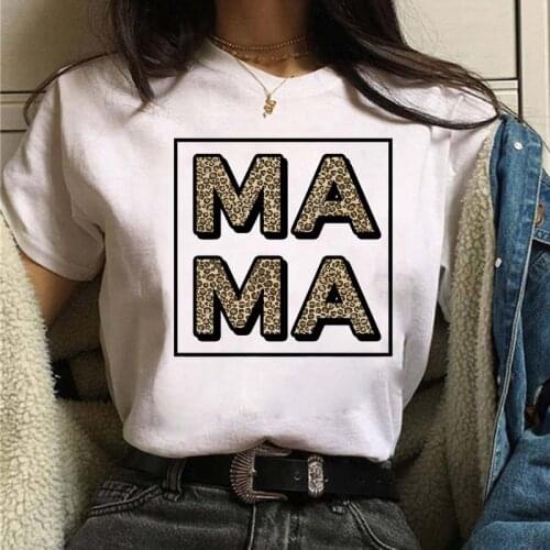 MAMA Cartoon Leopard Graphic Print T-shirts Short Sleeve Kawaii Women T-shirt Fashion Casual Ladies Shirts Female Tops Tees