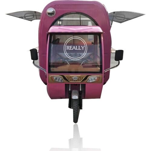 Customized stainless steel enclosed coffee bike vending motorized electric tricycle food carts truck