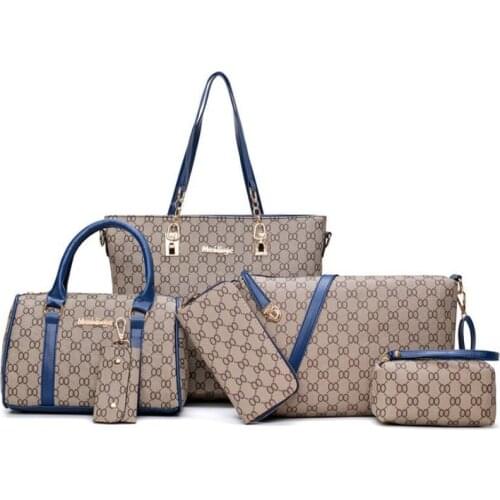 Famous Brand 6pcs Suit Womens Bags Hot Sale New Fashion Embossed Ladies Composite Bag Handbags High Quality Lady Shoulder Bag